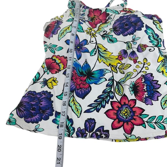 24th& Ocean Women Floral Tankini Top With Built-In Bra SZ L Spandex Multicolor - Picture 7 of 10